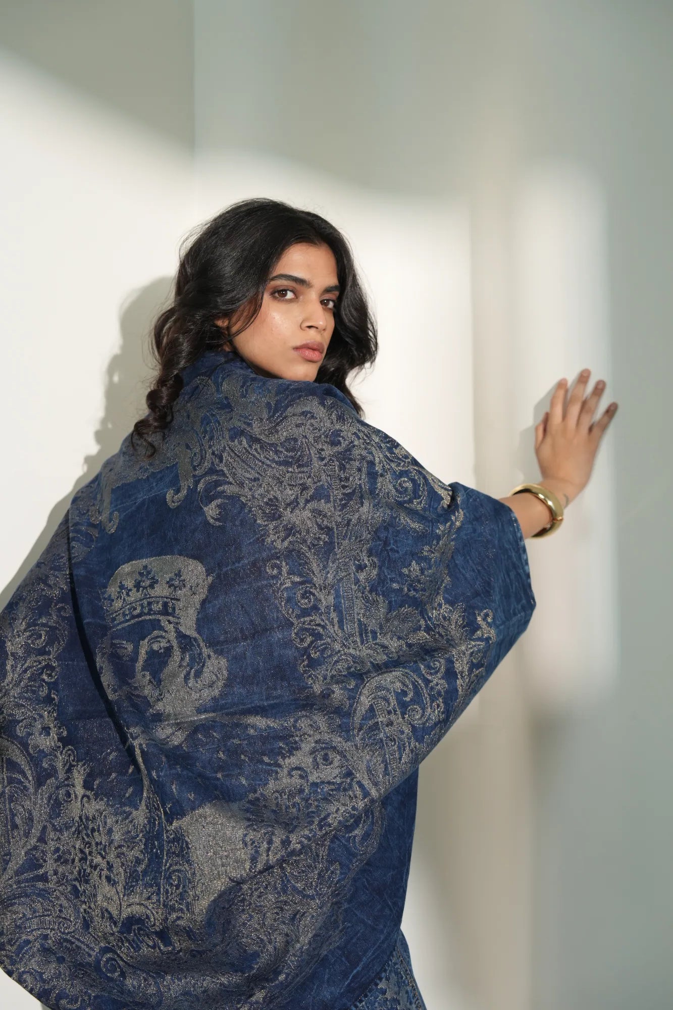 DENIM KING DESIGN BROCADE METALLIC CAPE