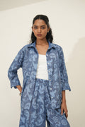 BLUE BOLD FILIGREE PRINTED CO-ORD SET