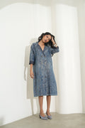 DENIM METALLIC BROCADE LONG JACKET