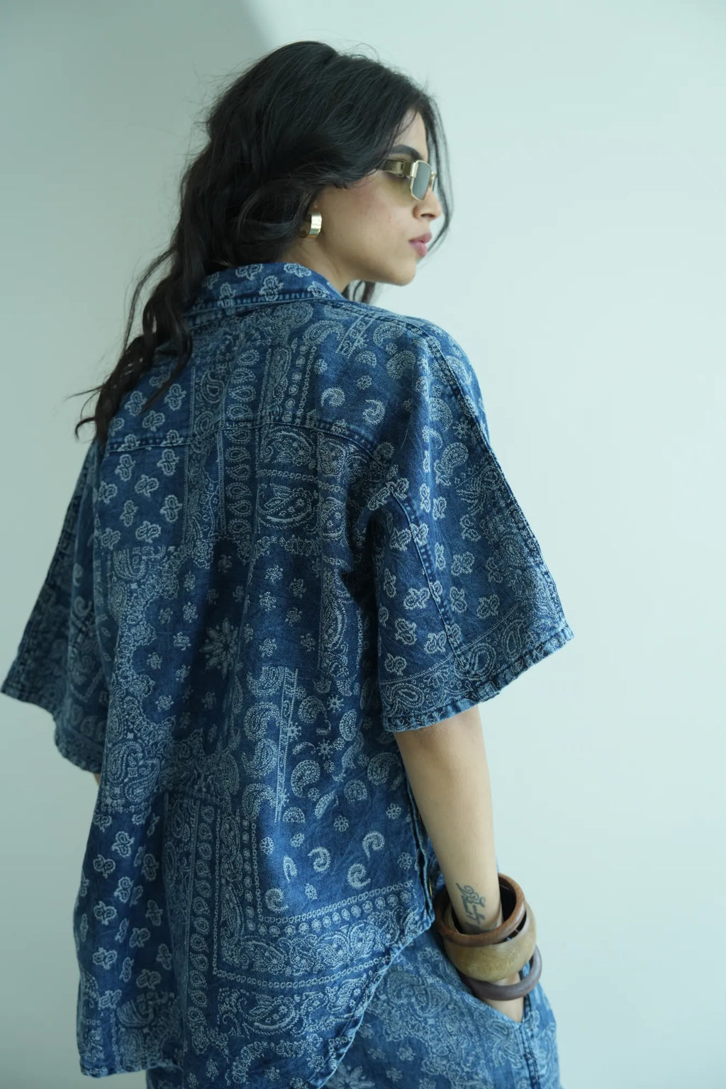 DENIM BLUE BANDANA PRINTED CO-ORD SET