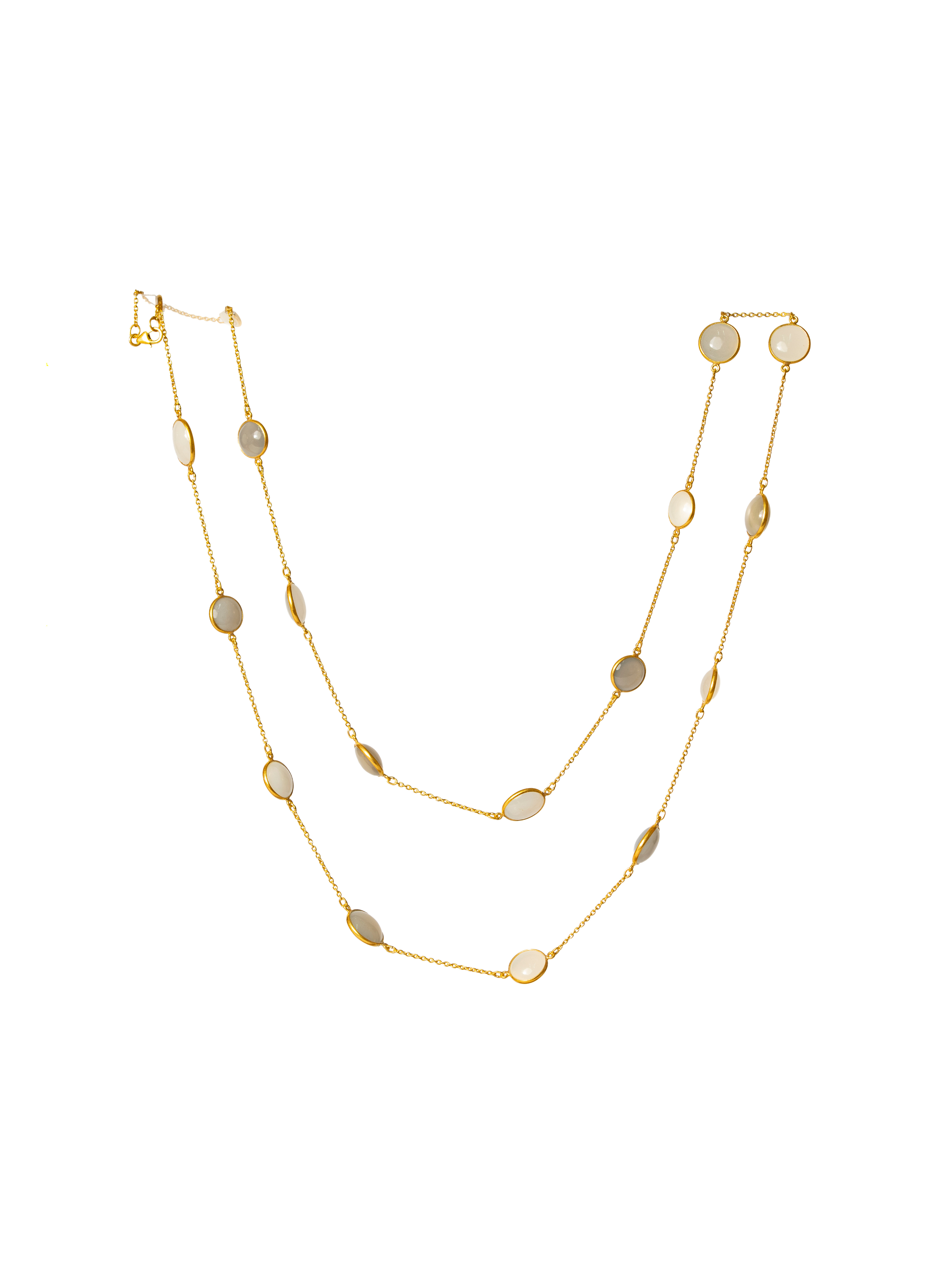 White Grey Moontstone Chain