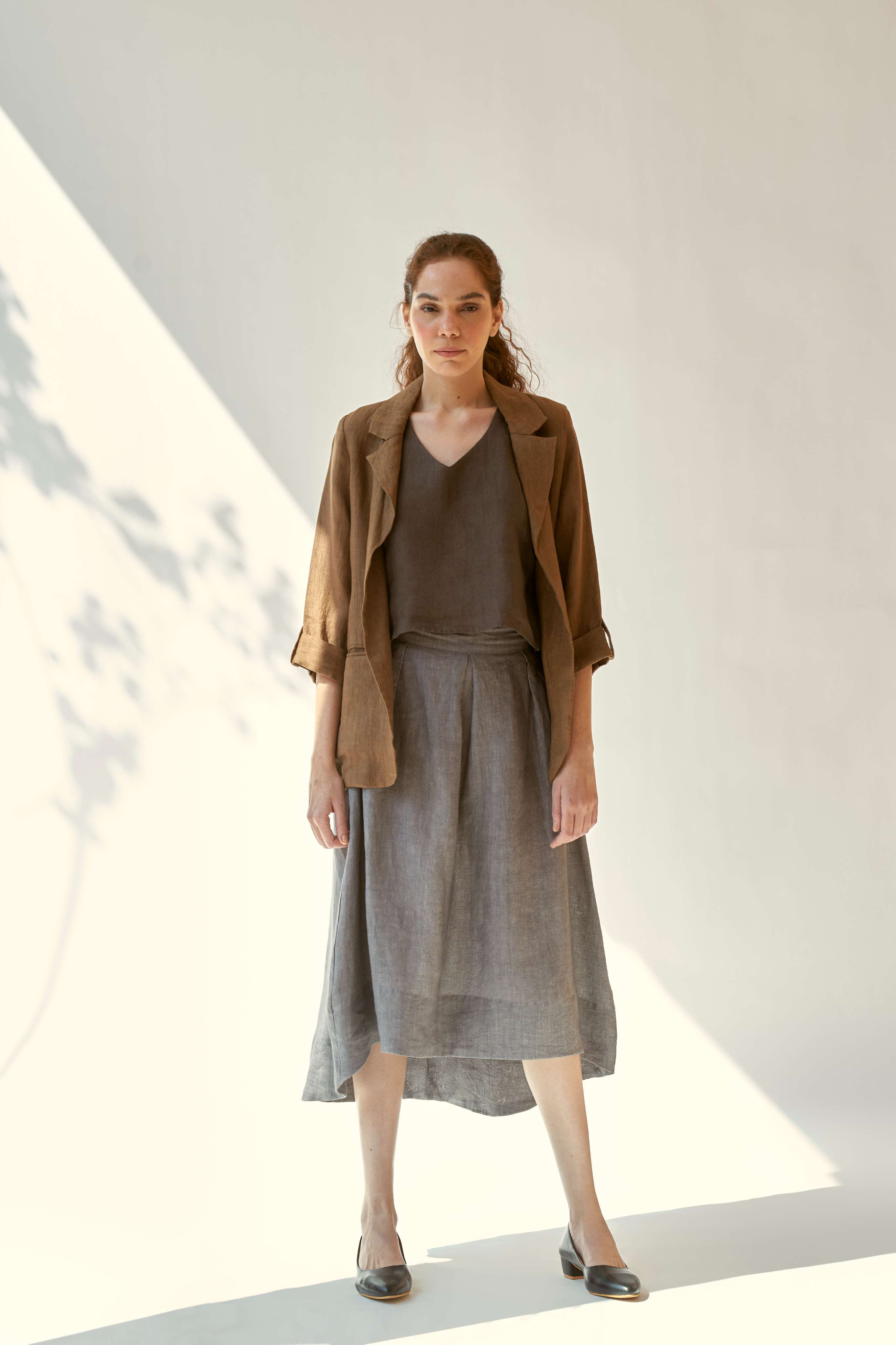 SOLID BLAZER - COCOA
