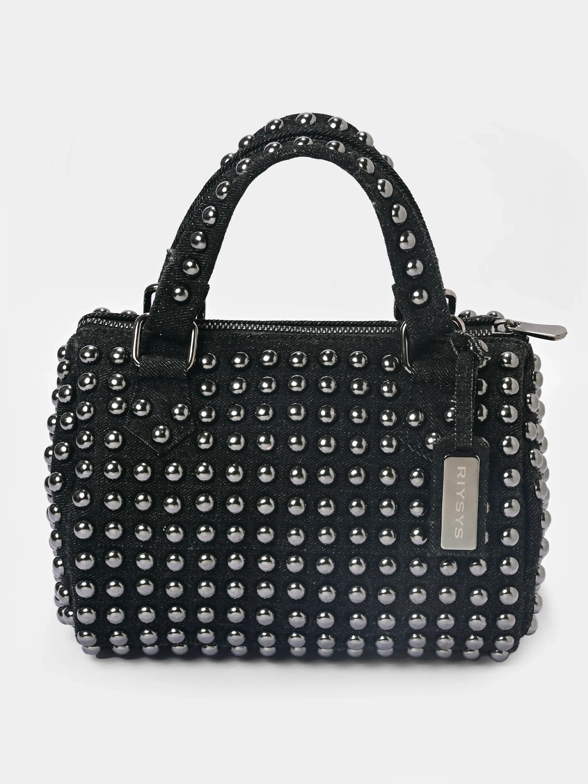 Charcoal Studded Barrel Bag