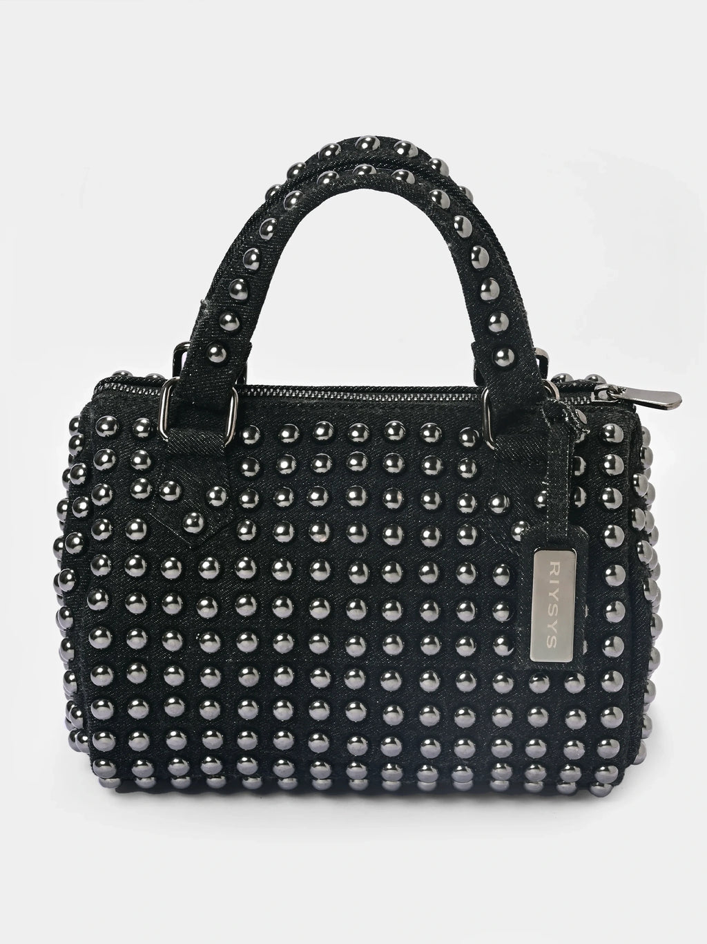 Charcoal Studded Barrel Bag