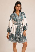 Teal Paisley Mini Dress