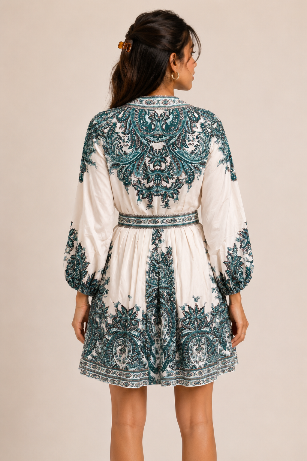Teal Paisley Mini Dress