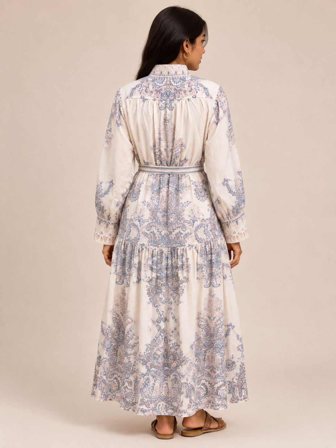 Blue Paisley Tiered Maxi Dress