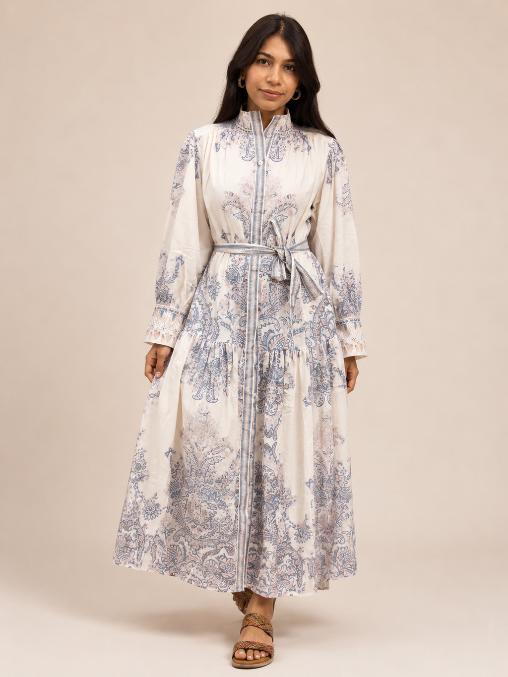 Blue Paisley Tiered Maxi Dress