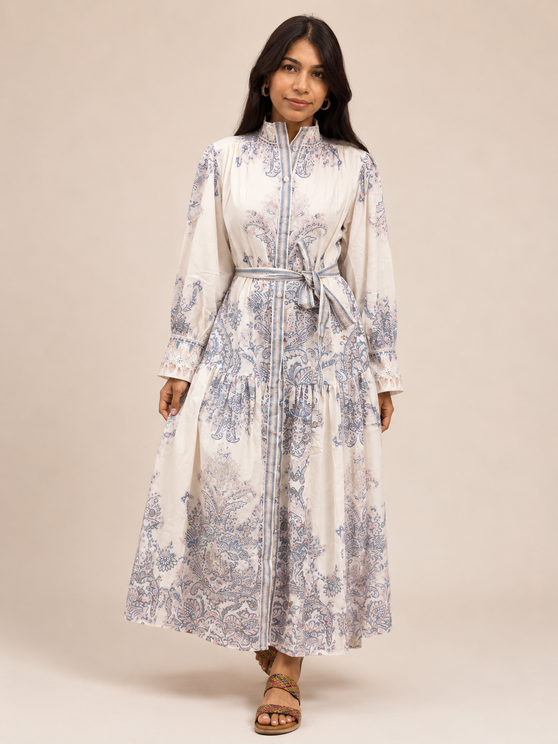 Blue Paisley Tiered Maxi Dress
