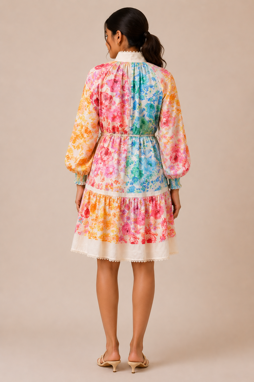 Whimsy Bloom Colorblock Shirt Dress
