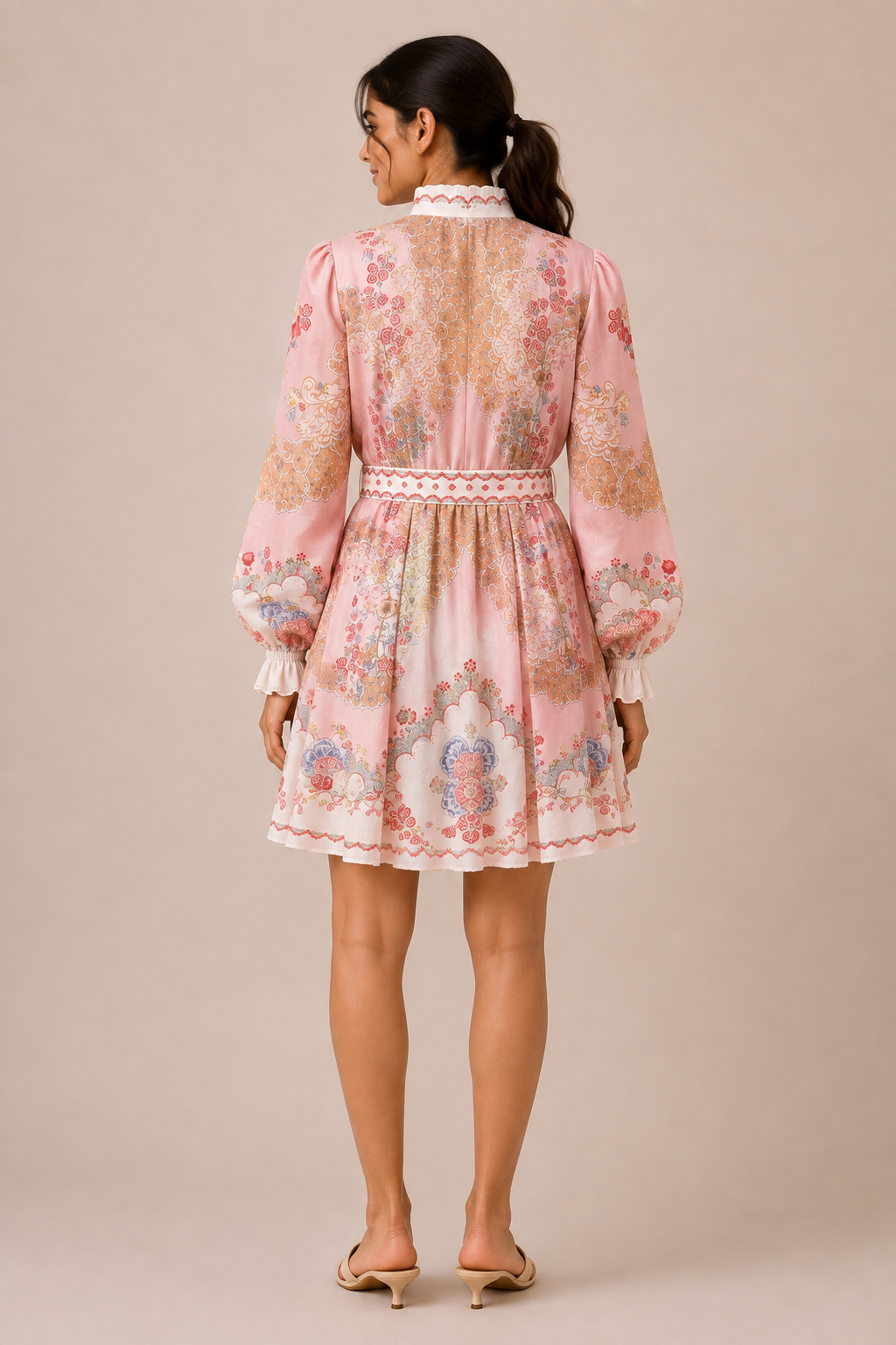 Vintage Rose Garden Belted Shirt Dress