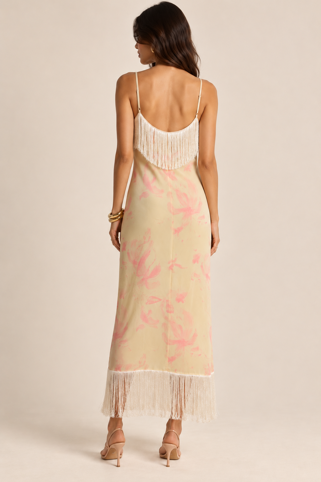 Petal Fringe Slip Maxi Dress