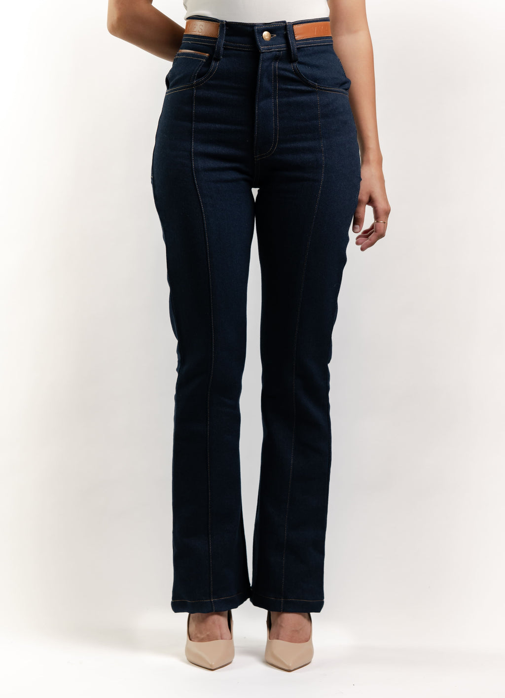 Pattern embroidered denim