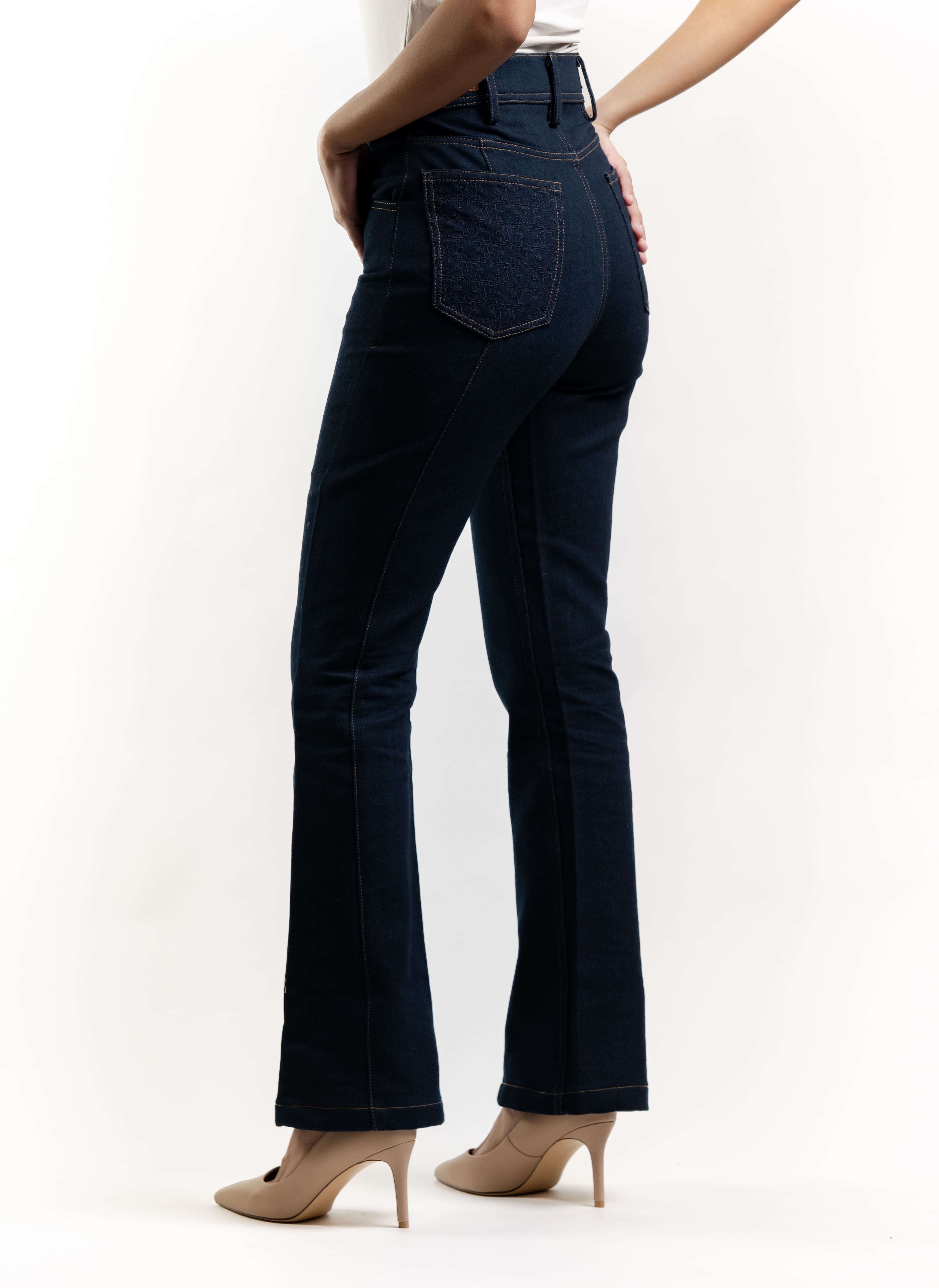 Pattern embroidered denim