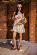 Vestido floral holgado rosa palo