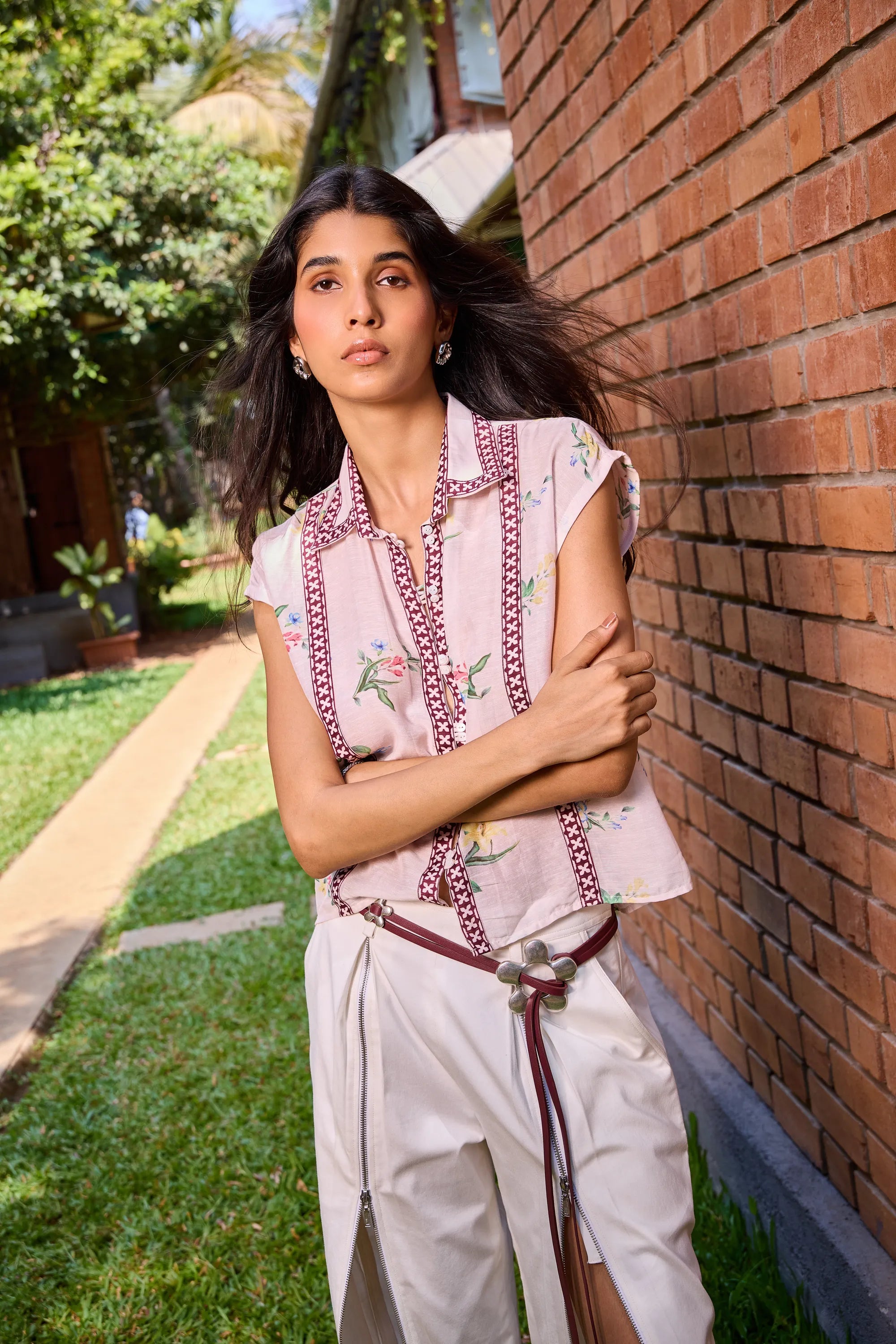 Camisa Floral Rosada