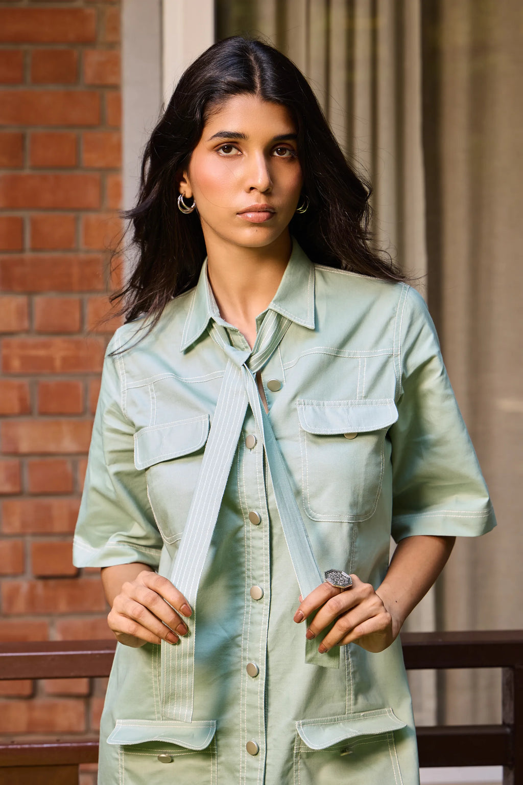 Vestido camisero utilitario Sage