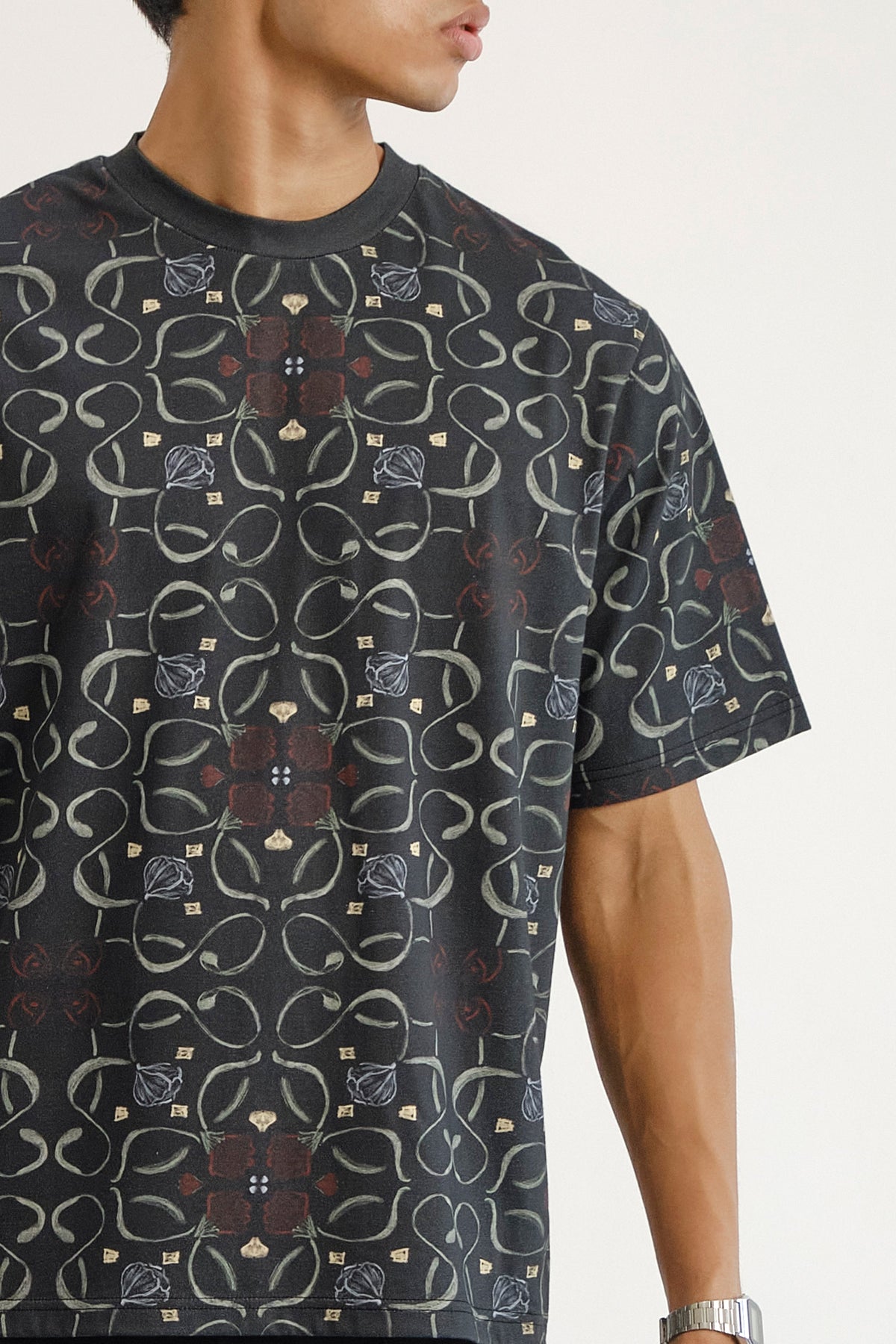 Printed Botanic Jali  T-shirt view 2 — T-Shirts, The Curated Collective