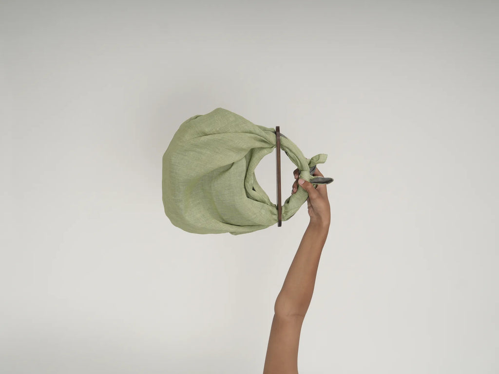 LINEN BEACH HANDBAGS - SEA GREEN