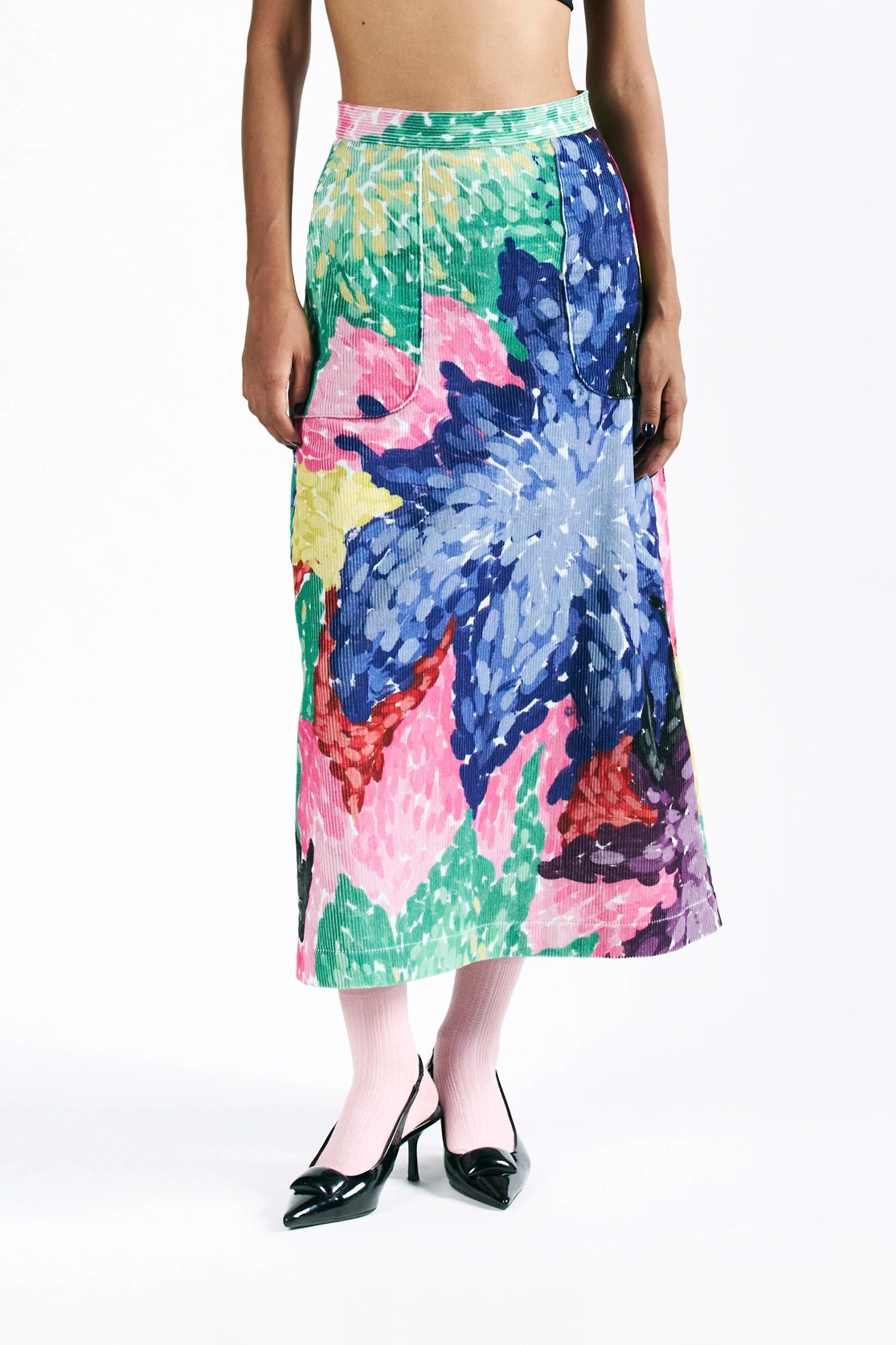Linear Bloom Midi Skirt