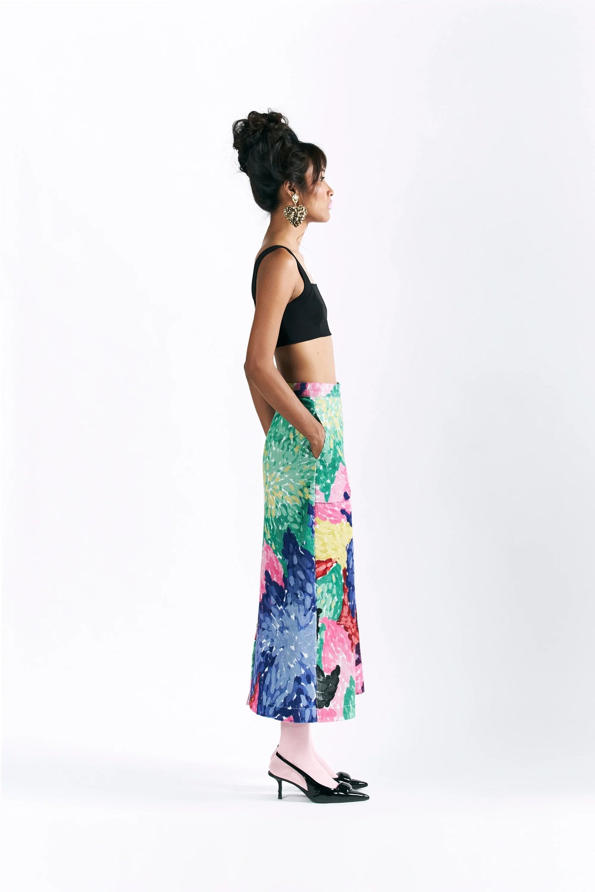 Linear Bloom Midi Skirt