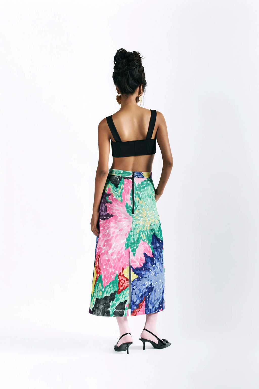 Linear Bloom Midi Skirt