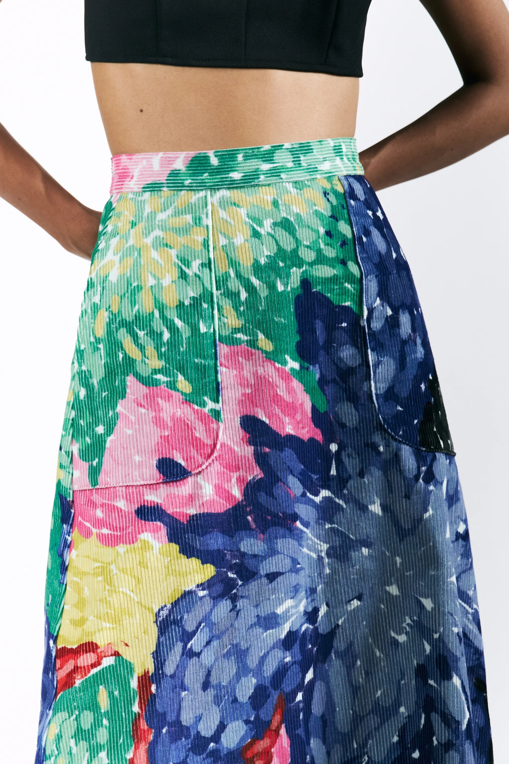 Linear Bloom Midi Skirt