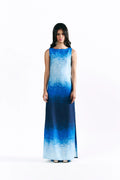 Mosaic Cobalt Boat Neck Maxi Dress