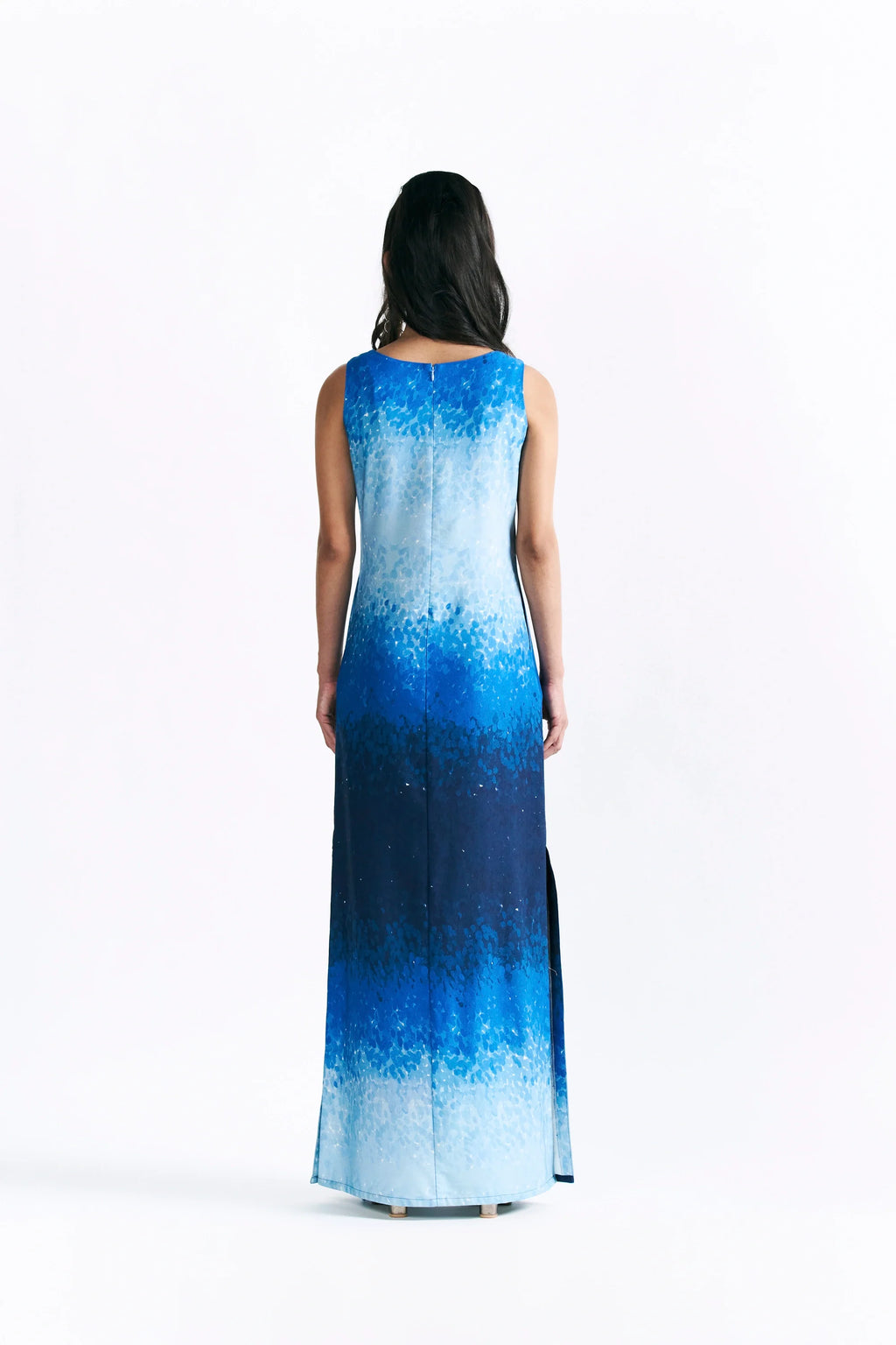 Mosaic Cobalt Boat Neck Maxi Dress