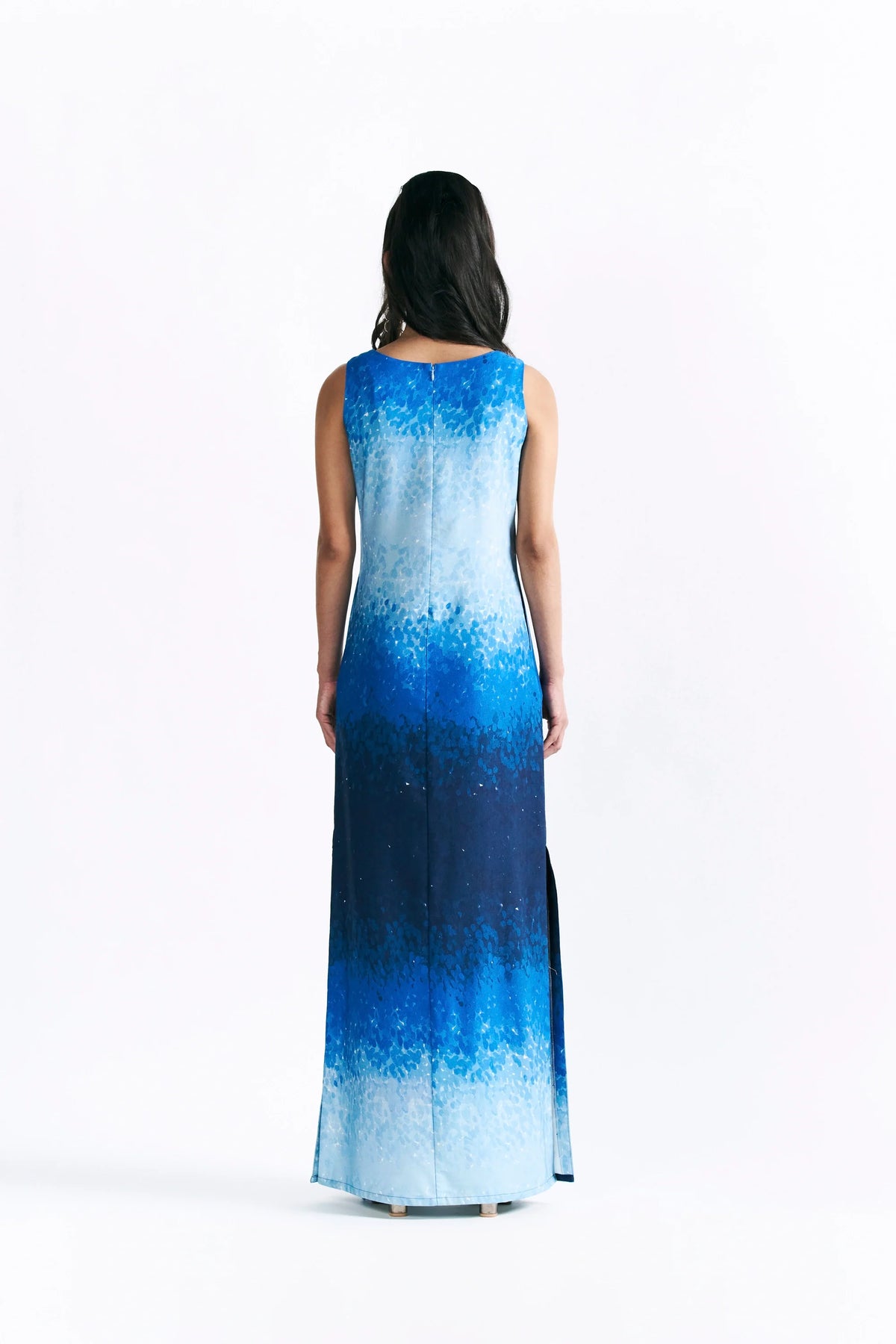 Mosaic Cobalt Boat Neck Maxi Dress