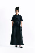Velvet Blossom Belted Midi Dress