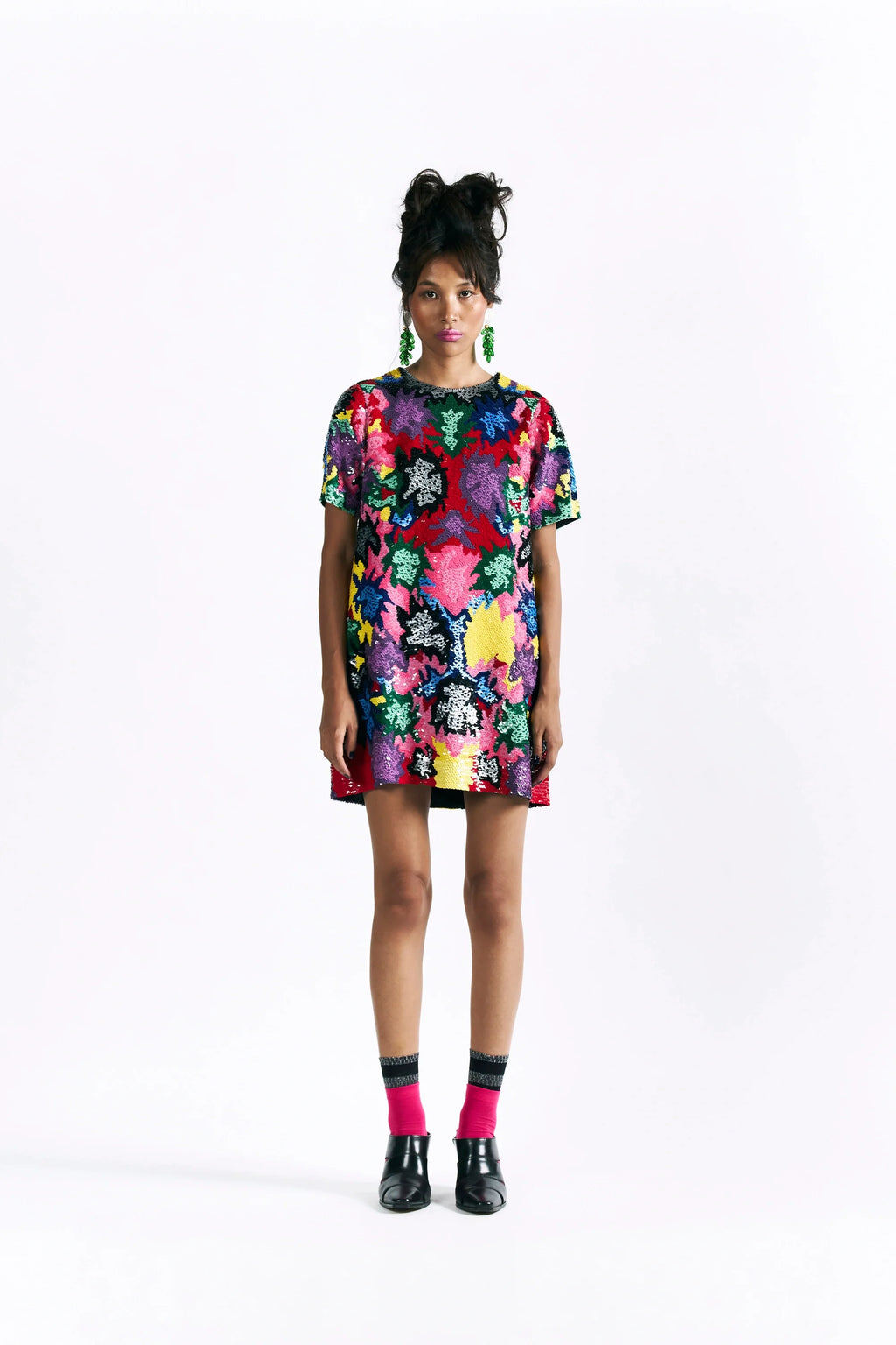 Mosaic Peonies Sequin Dress