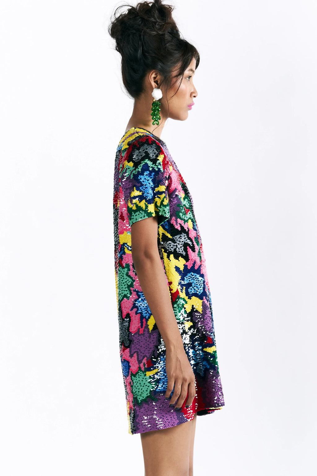 Mosaic Peonies Sequin Dress