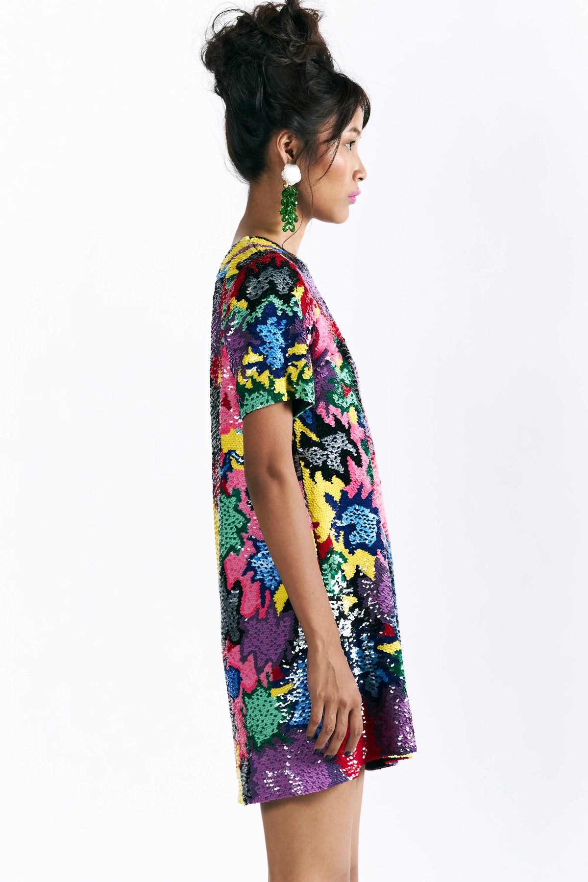 Mosaic Peonies Sequin Dress