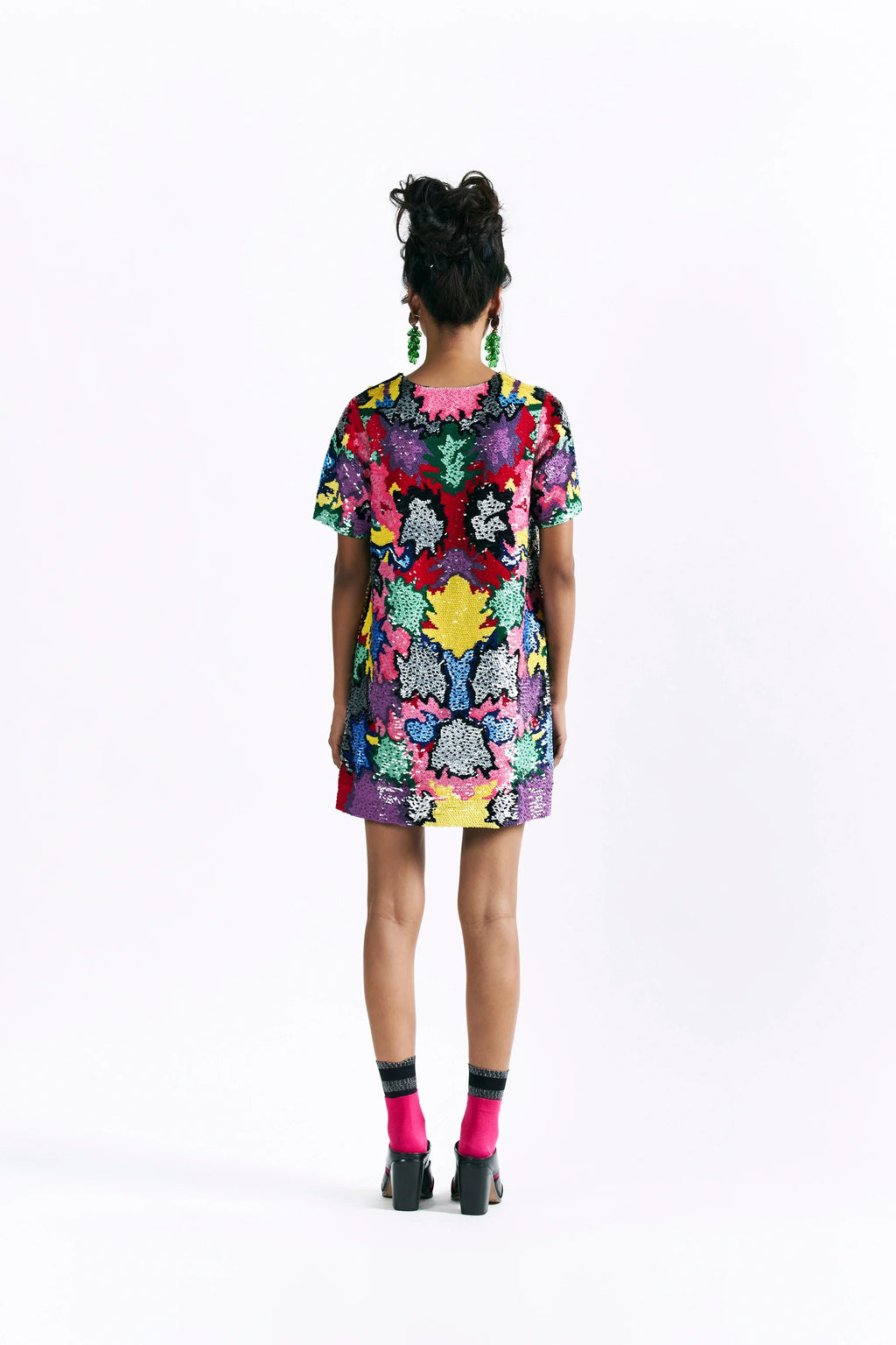 Mosaic Peonies Sequin Dress