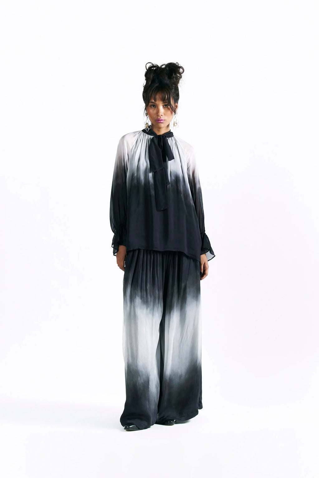 Charcoal Scarf Neck Top