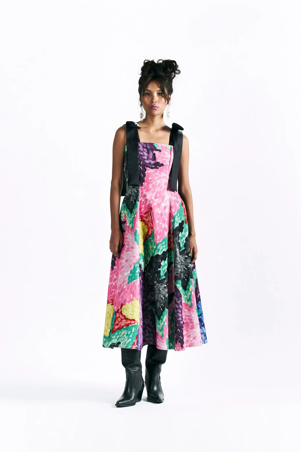 Linear Bloom Midi Dress