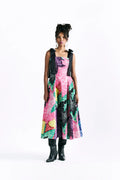 Linear Bloom Midi Dress