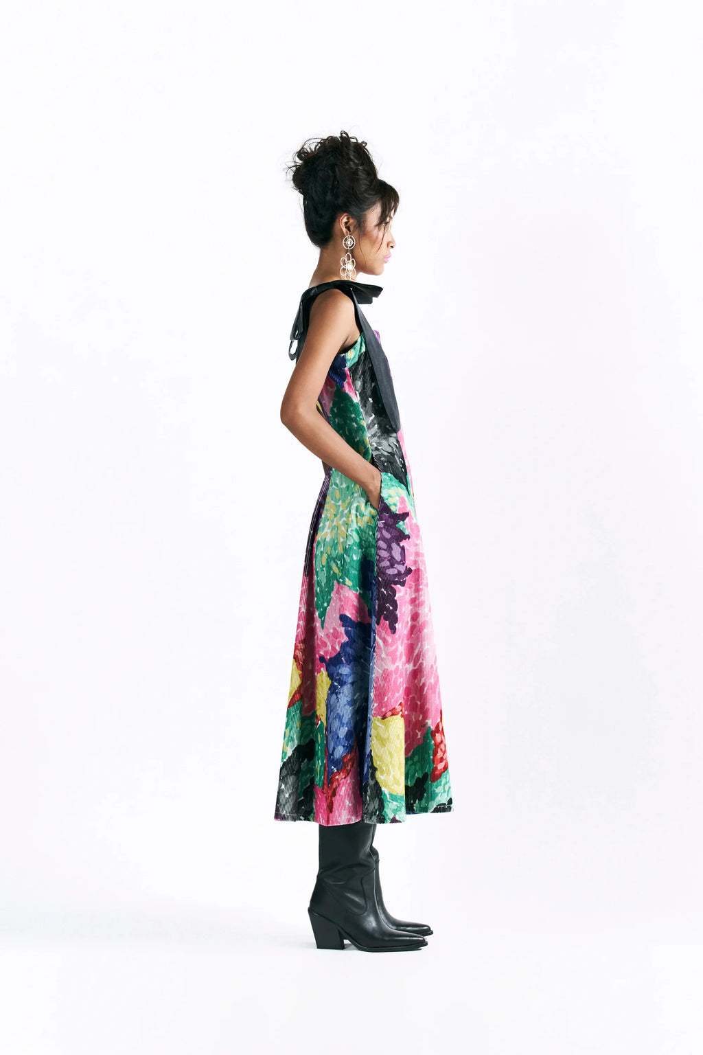 Linear Bloom Midi Dress