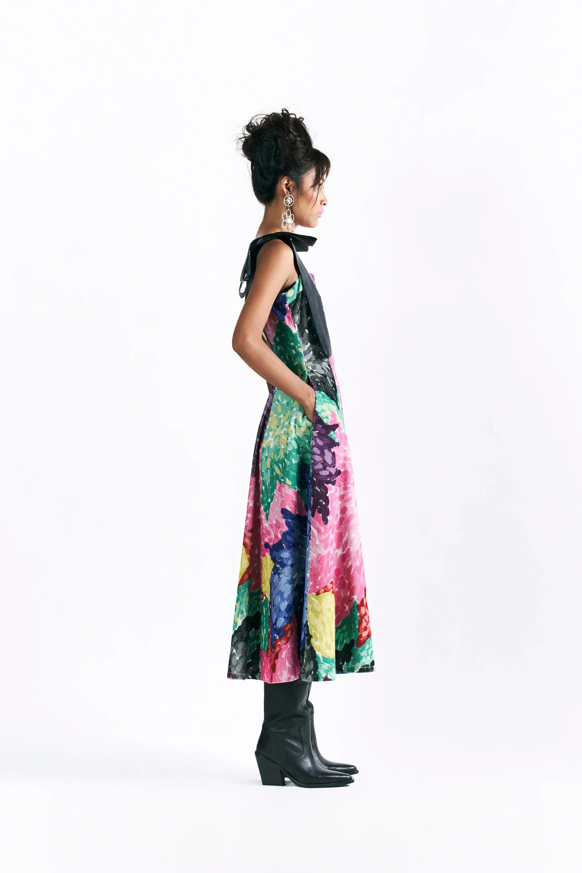 Linear Bloom Midi Dress
