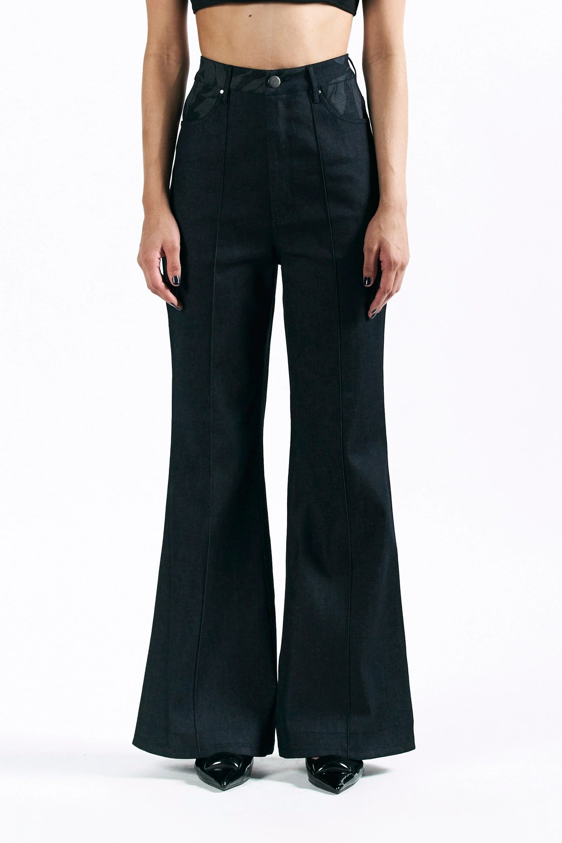 Etched Blossom Boot Cut Trousers