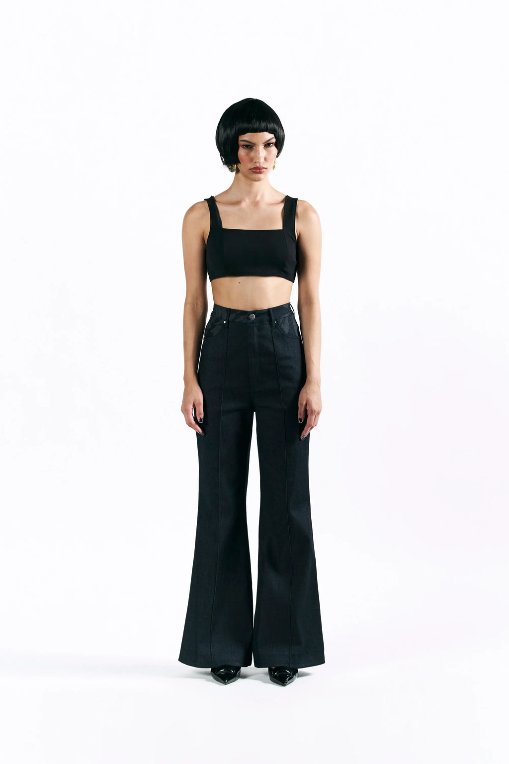 Etched Blossom Boot Cut Trousers