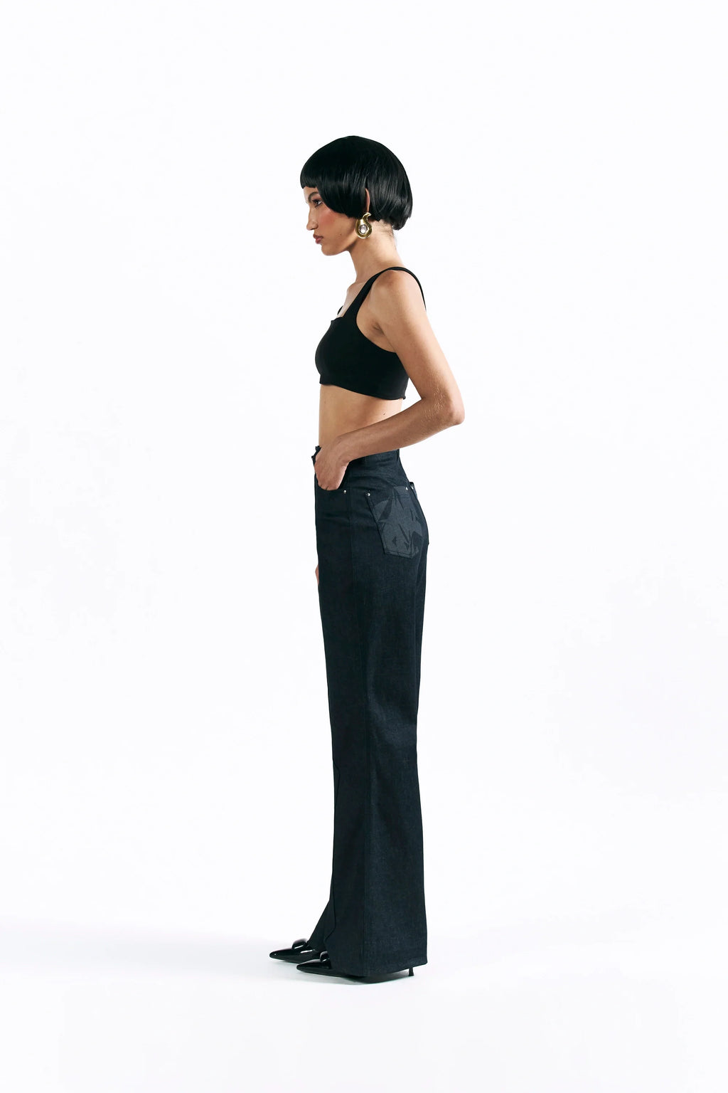 Etched Blossom Boot Cut Trousers