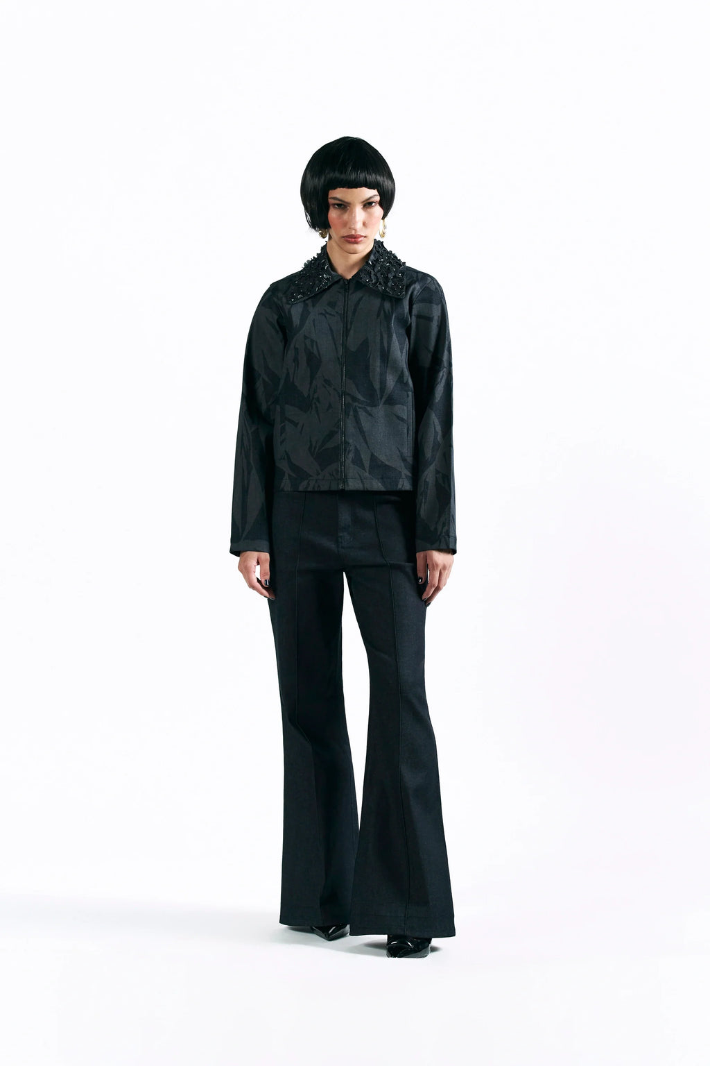 Etched Blossom Cropped Jacket