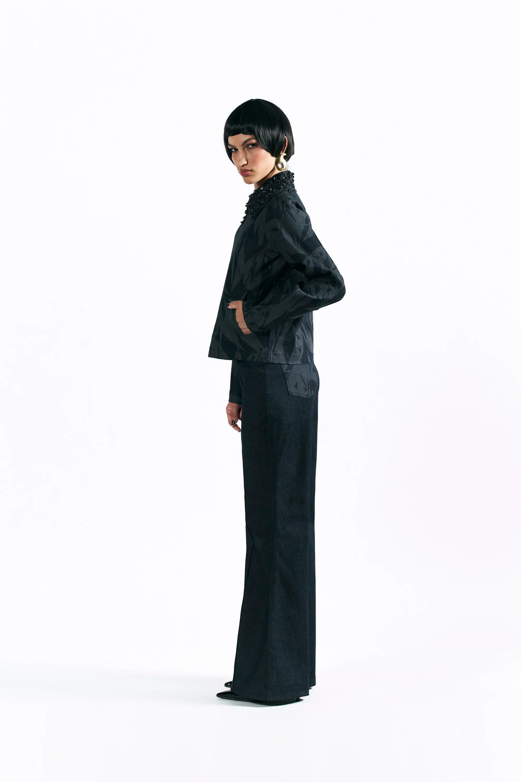 Etched Blossom Cropped Jacket