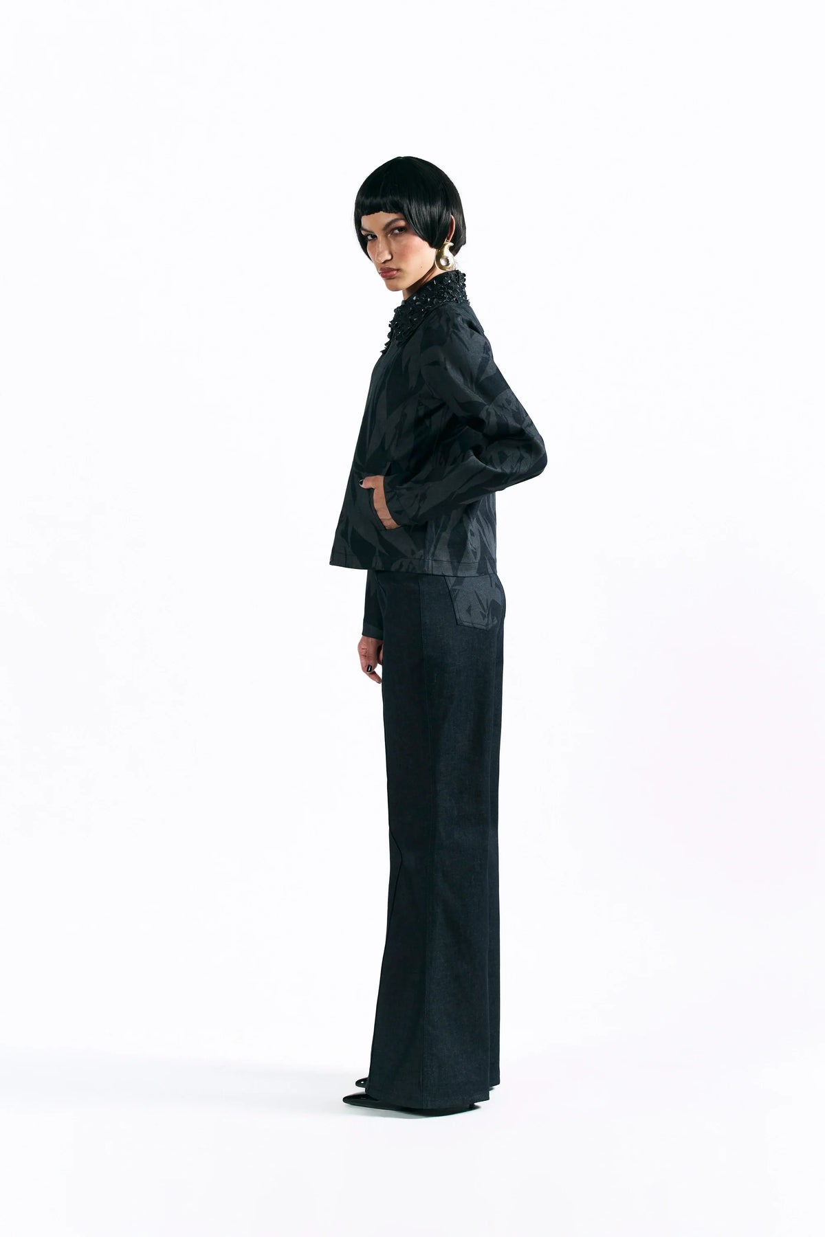 Etched Blossom Cropped Jacket