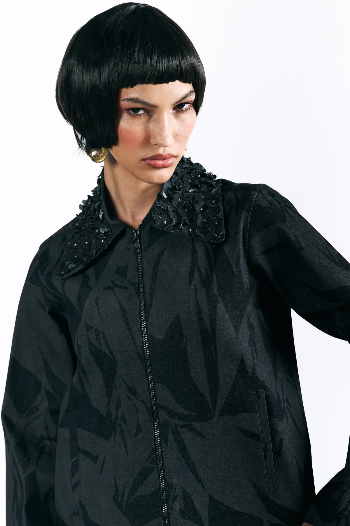 Etched Blossom Cropped Jacket