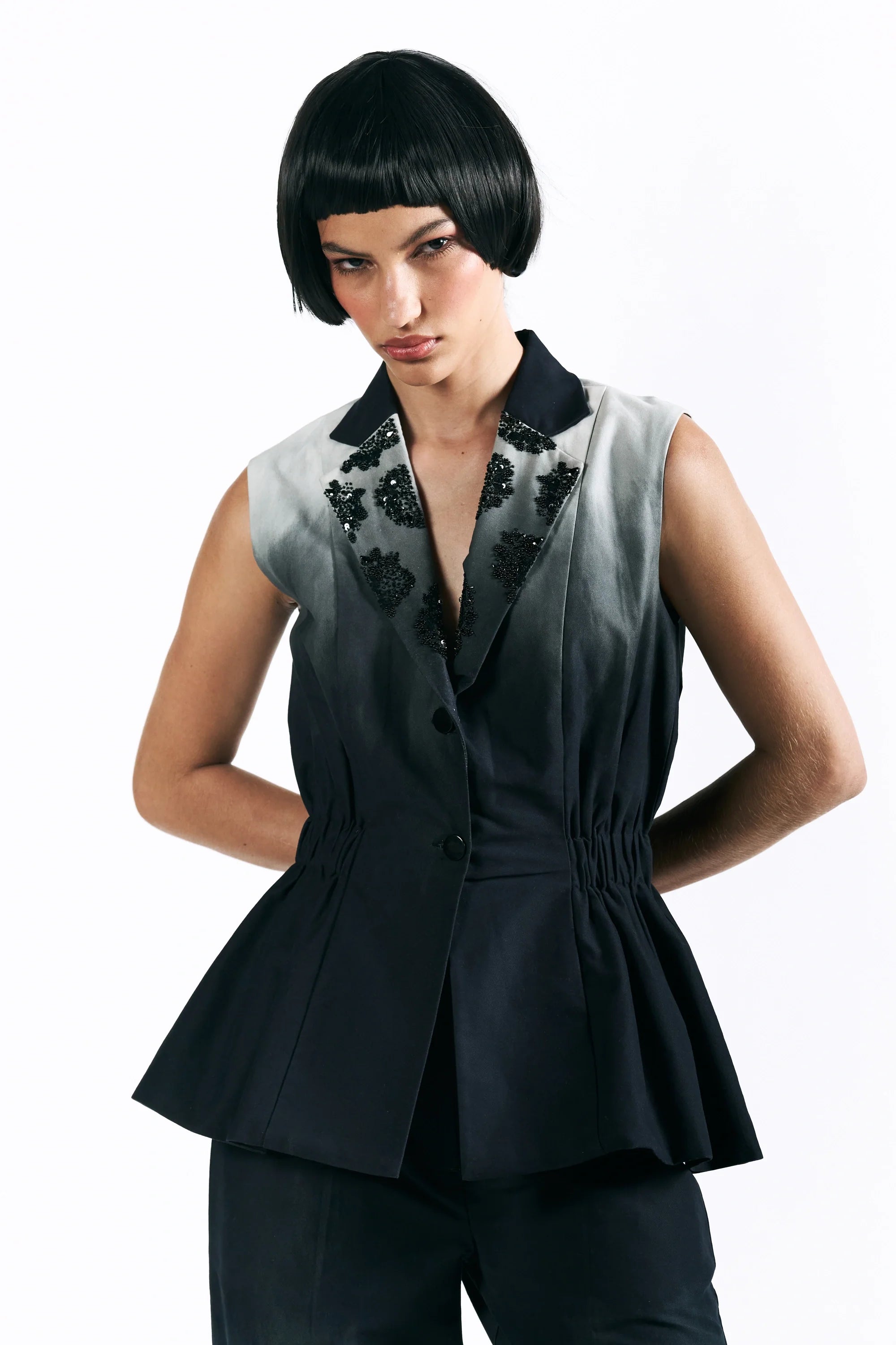 Midnight Wash Peplum Waistcoat