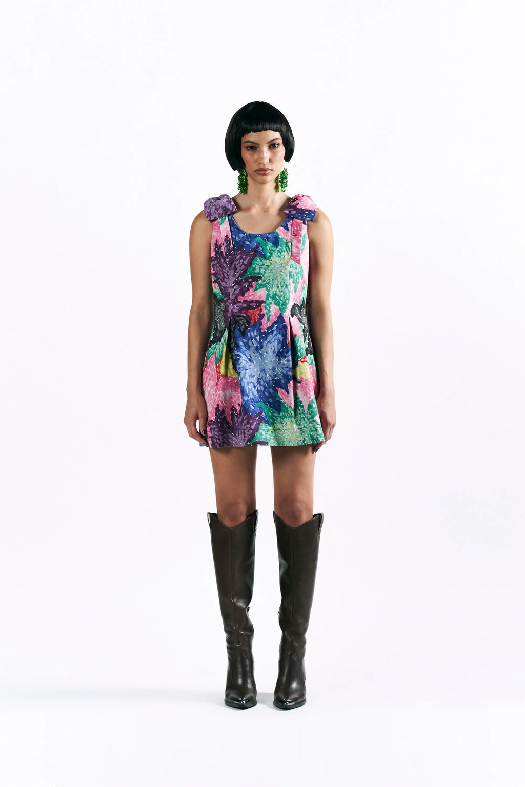 Mosaic Peonies Mini Dress