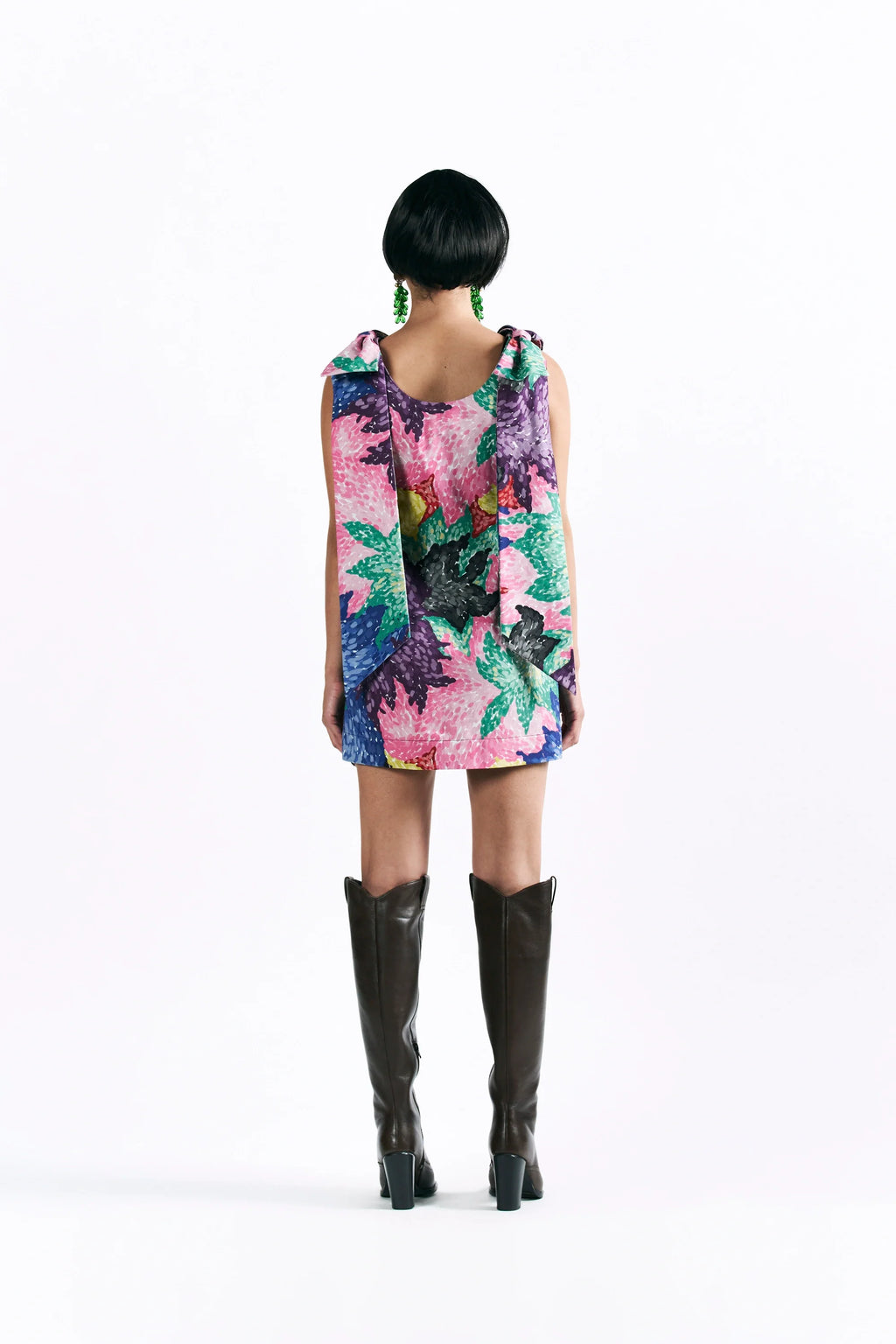 Mosaic Peonies Mini Dress